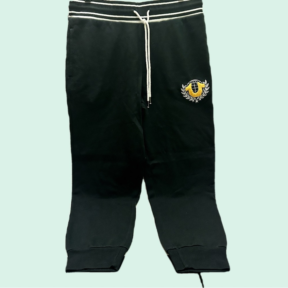 True Religion Mens Black Joggers with Yellow Embroidery SP